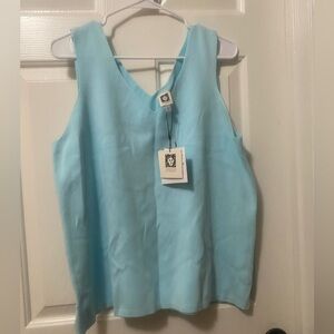 Anne Klein Women's Light Blue V-Neck Sleeveless Tank Top.